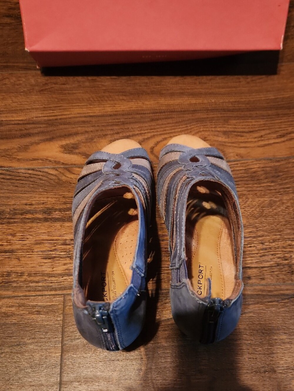 Women Rockport Women's Blue and Tan Strappy Mule Clog - Picture 7 of 9